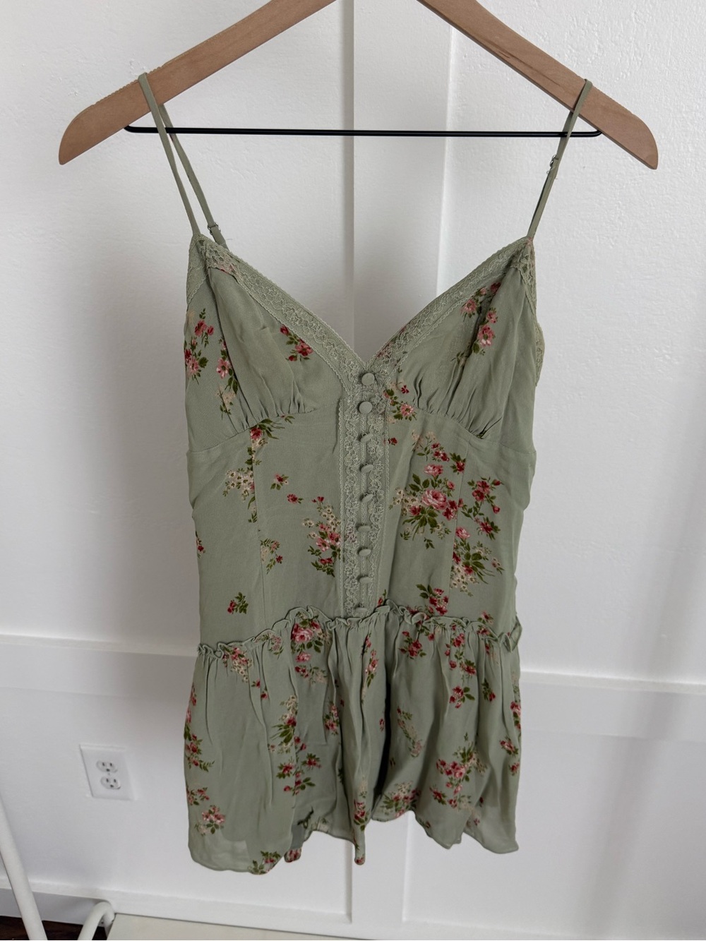 Reformation Citrus Mini Dress Green Floral